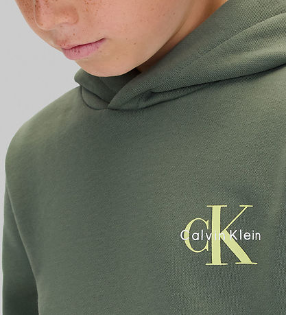 Calvin Klein Hættetrøje - Monogram - Thymegreen