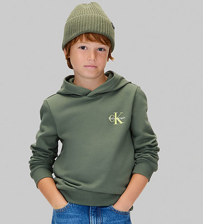 Calvin Klein Hættetrøje - Monogram - Thymegreen