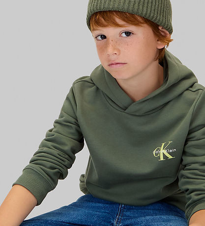 Calvin Klein Hættetrøje - Monogram - Thymegreen