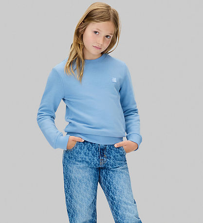 Calvin Klein Sweatshirt - Mono Mini Badge - Faded Denimblue
