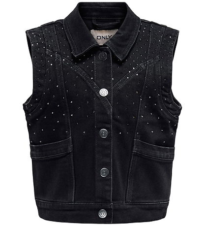 Kids Only Denimjakke - KogKennedy - Washed Black/Rhinestone