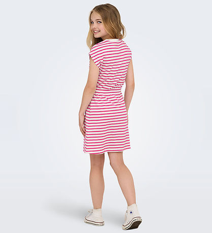 Kids Only Kjole - KogTrine - Cloud Dancer/Fuchsia Fedora