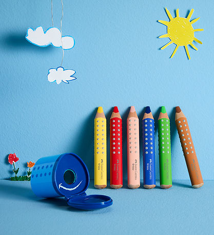 Faber-Castell Farveblyanter - XXL Jumbo Grip + Spidser - 6 stk