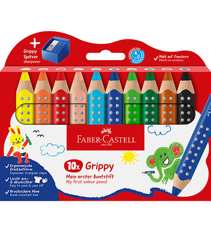 Faber-Castell Farveblyanter - XXL Jumbo Grip + Spidser - 10 stk