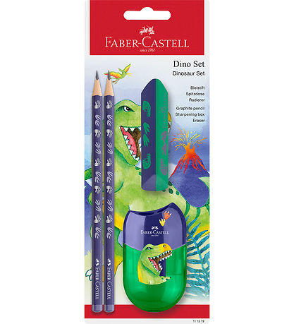 Faber-Castell Blyantsæt - Dinosaur 2 - 4 Dele - Blå