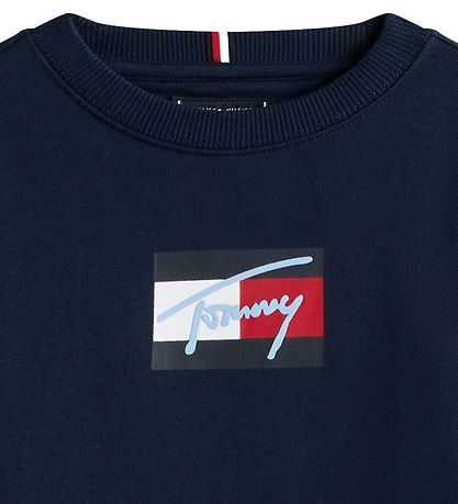Tommy Hilfiger Sweatshirt - Script Flag - Dark Night Navy
