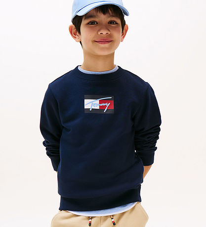 Tommy Hilfiger Sweatshirt - Script Flag - Dark Night Navy