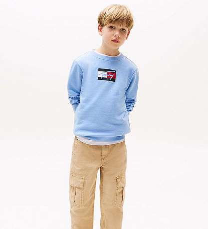 Tommy Hilfiger Sweatshirt - Script Flag - Cloudy Blue