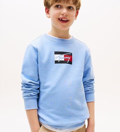 Tommy Hilfiger Sweatshirt - Script Flag - Cloudy Blue