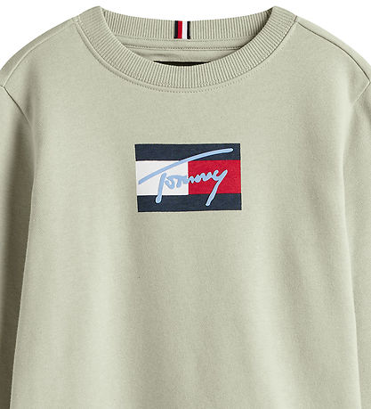 Tommy Hilfiger Sweatshirt - Script Flag - Misty Sage Green