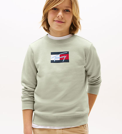 Tommy Hilfiger Sweatshirt - Script Flag - Misty Sage Green