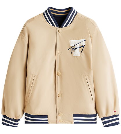 Tommy Hilfiger Jakke - Reversible Bomber - Gentle Gold/Navy