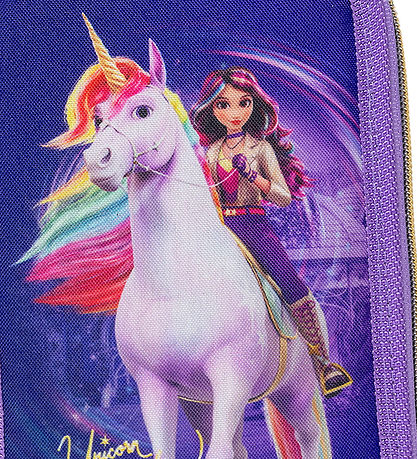 Unicorn Academy Penalhus m. Indhold - Lilla/Glitter