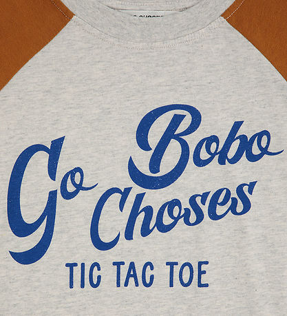 Bobo Choses Bluse - Go Bobo - Light Heather Grey/Brown