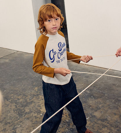 Bobo Choses Bluse - Go Bobo - Light Heather Grey/Brown