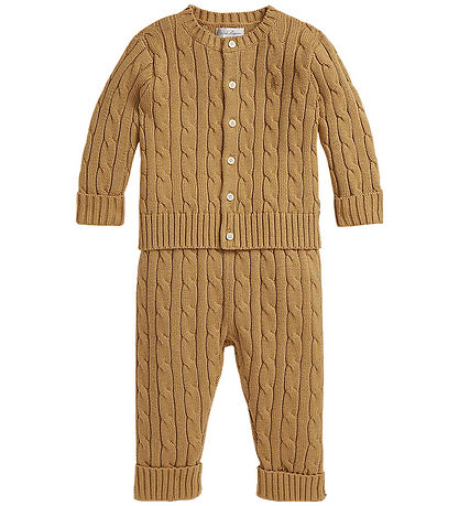 Polo Ralph Lauren Cardigan/Bukser - Strik - Classic Camel