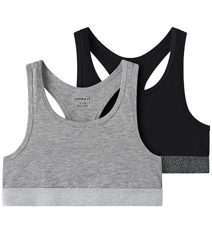 Name It Top - Noos - NkfShort - 2-pak - Black w/Grey Melange
