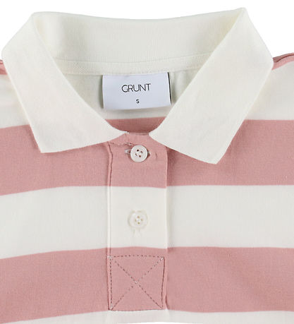 Grunt Polobluse - GrAnte - Dusty Rose/Hvidstribet