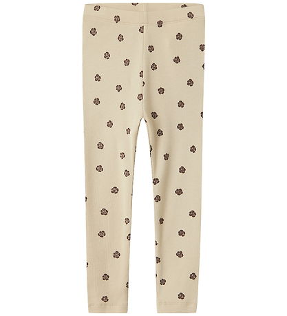 Name It Leggings - Rib - NmfLaikabna - Peyote m. Blomster