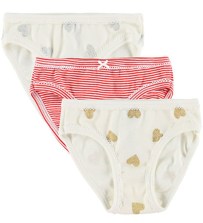 Petit Bateau Trusser - 3-pak - Hvid/Rød