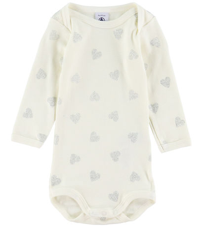 Petit Bateau Body l/æ - 3-pak - Hvid m. Guld/Sølv