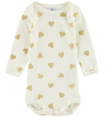 Petit Bateau Body l/æ - 3-pak - Hvid m. Guld/Sølv