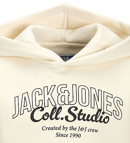 Jack & Jones Hættetrøje - JjMakoto - Antique White/Big Print