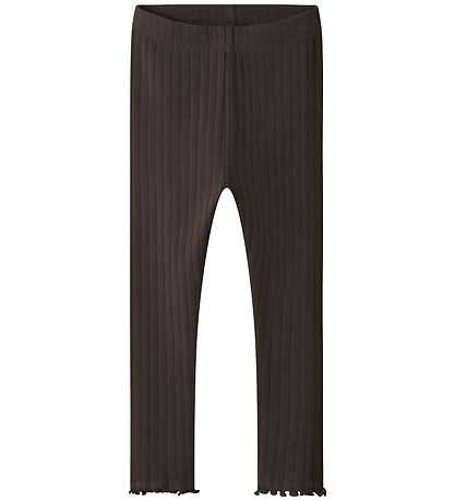 Name It Leggings - Rib - NmfLalla - Seal Brown m. Hulmønster