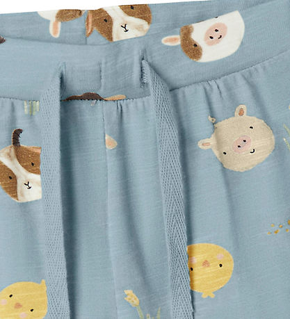 Name It Bukser - NbmLarm - Dusty Blue m. Print