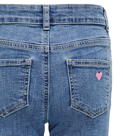 Kids Only Jeans - KogJuicy - Light Blue Denim/Pink Heart Embroii
