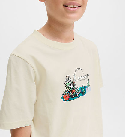 Jack & Jones T-shirt - JorSkull - Nature/Antique White m. Print