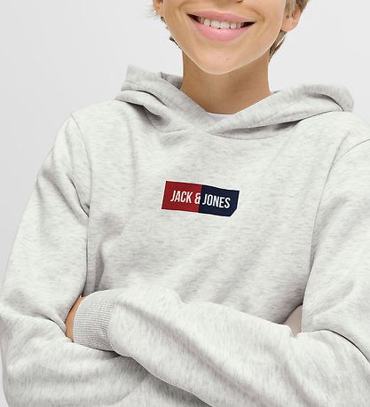 Jack & Jones Hættetrøje - JjPan - White Melange