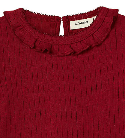 Lil Atelier Bluse - Rib - NmfRachel - Red Dahlia