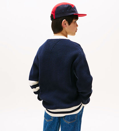 Tommy Hilfiger Cardigan - Strik - Varsity Graphic - Dark Night N