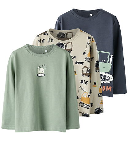 Name It Bluse - 3-Pak - NmmNiko - Green Bay/Silver Lining+India 