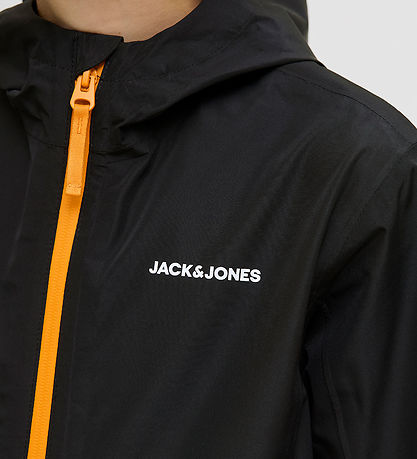 Jack & Jones Regn Jakke - JjefLynn - Black/Dark Cheddar Zipper