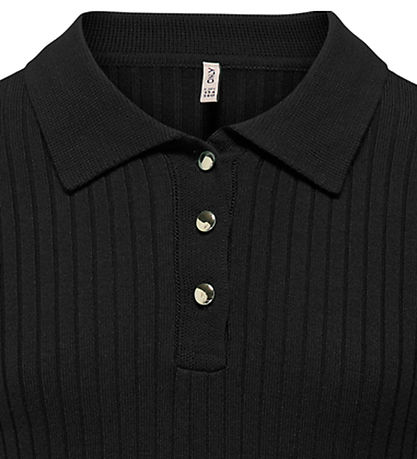 Kids Only Polo - Rib - Strik - KogMila - Black/Gold Button