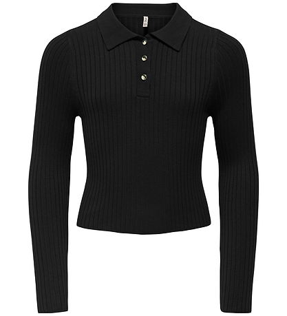 Kids Only Polo - Rib - Strik - KogMila - Black/Gold Button