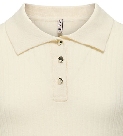 Kids Only Polo - Rib - Strik - KogMila - Birch/Gold Button