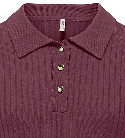 Kids Only Polo - Rib - Strik - KogMila - Mauve Wine/Gold Button