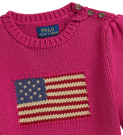 Polo Ralph Lauren Bluse - Strik - Preppy Pink m. Flag