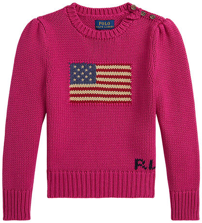 Polo Ralph Lauren Bluse - Strik - Preppy Pink m. Flag