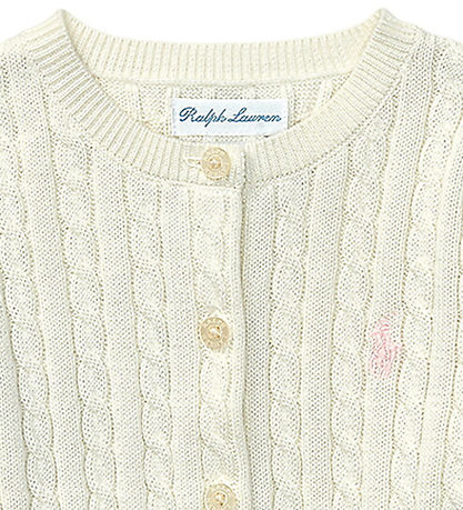 Polo Ralph Lauren Cardigan - Strik - Mini Cable - Warm White