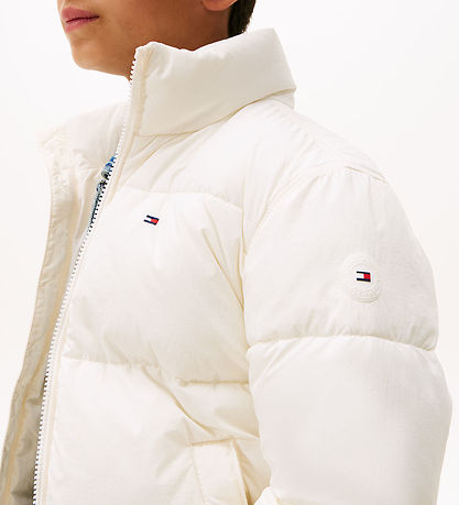Tommy Hilfiger Dynejakke - Flag Puffer - Ivory Silk