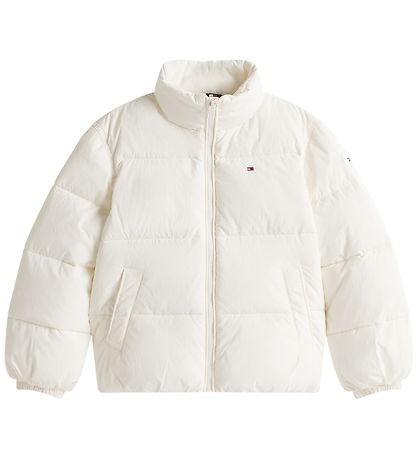 Tommy Hilfiger Dynejakke - Flag Puffer - Ivory Silk