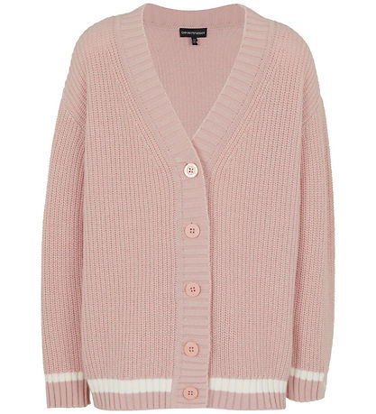 Emporio Armani Cardigan - Strik - Burnished Lilac m. Hvid
