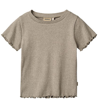 Wheat T-shirt - Rib - Alicia - Gravel Melange