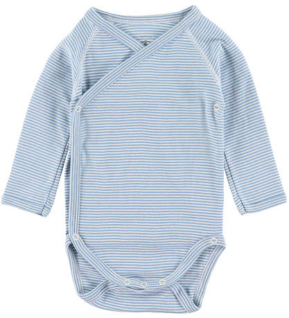 Petit Bateau Slå-om Body l/æ - 5-pak - Hvid/Blå m. Hval