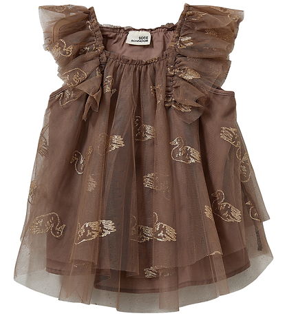 Sofie Schnoor Kjole - Blossomsb - Brown m. Glitter