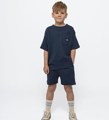 The New T-shirt - TnNudvig Waffle - Mood Indigo